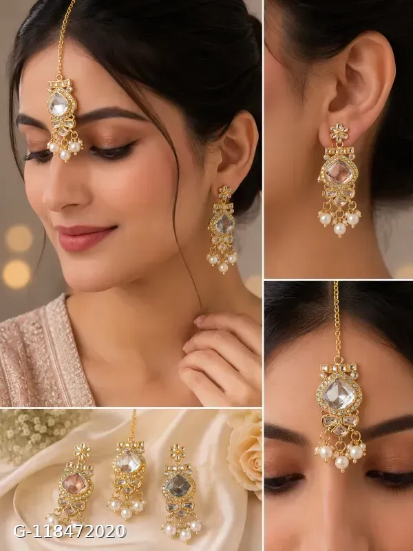 This multicolor gold-plated necklace set by Aadvik Designs features teardrop-shaped stones and matching earrings.